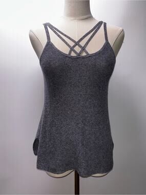 American Eagle Outfitters Gray Strappy Ribbed Knit Tank Top Size XS